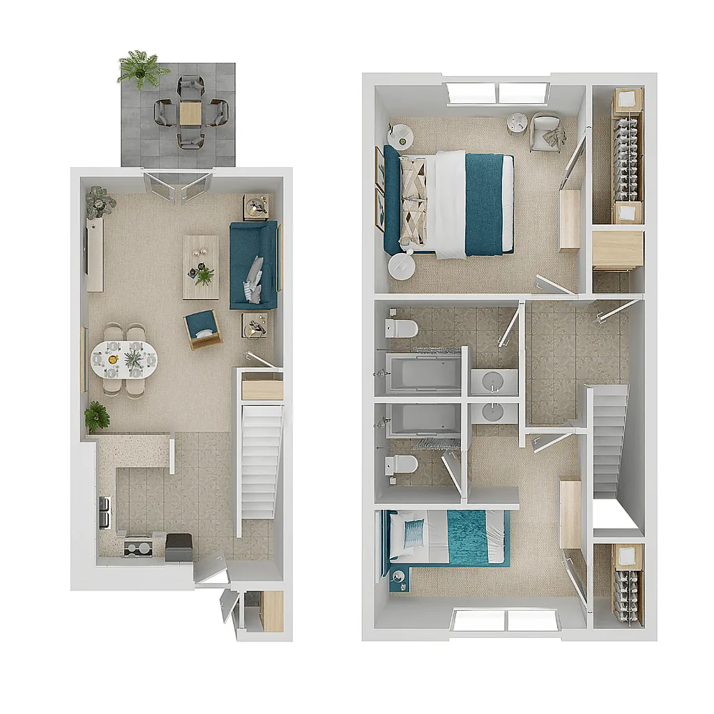 Floor plan 2 Bed 2 Bath Townhome