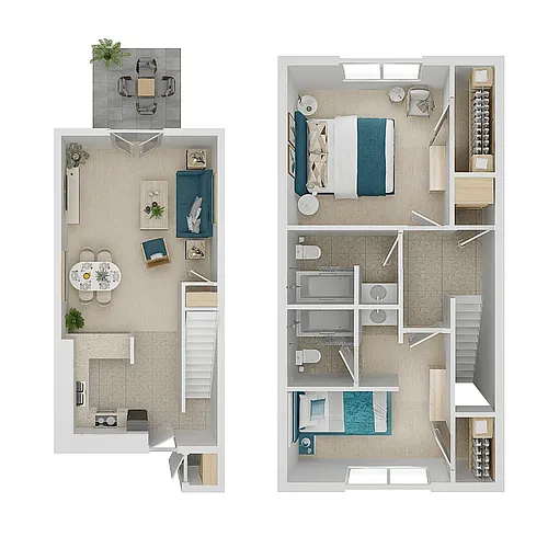 Floor plan 2 Bed 2 Bath Townhome