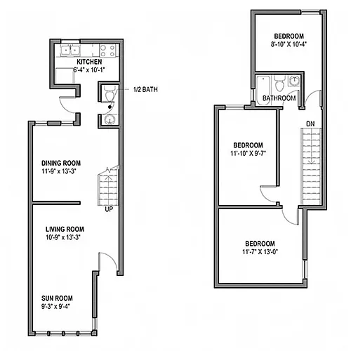 Floor plan 3 BR, 1.5 Bath