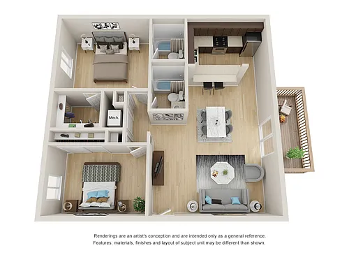 Floor plan 2BR/2BA - 2A