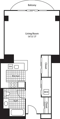 Floor plan Studio 586 Renovated balc