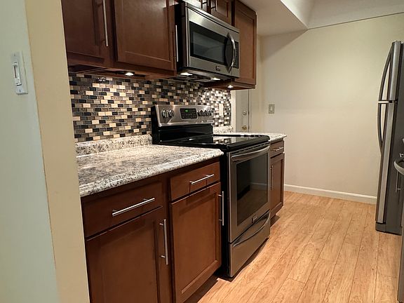 Kitchen with stainless steel appliances