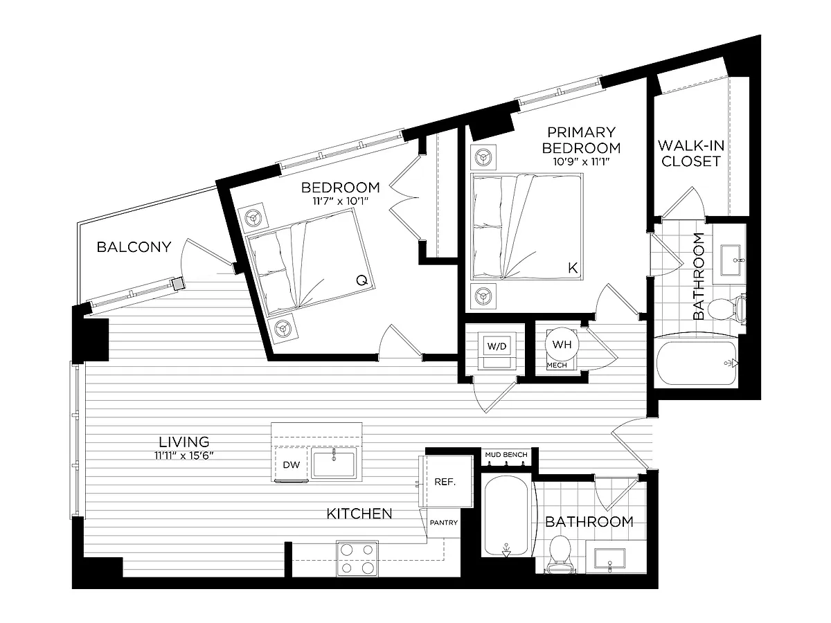 Floor plan 2 Bed/2 Bath-B2