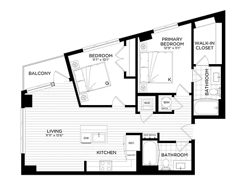 Floor plan 2 Bed/2 Bath-B2