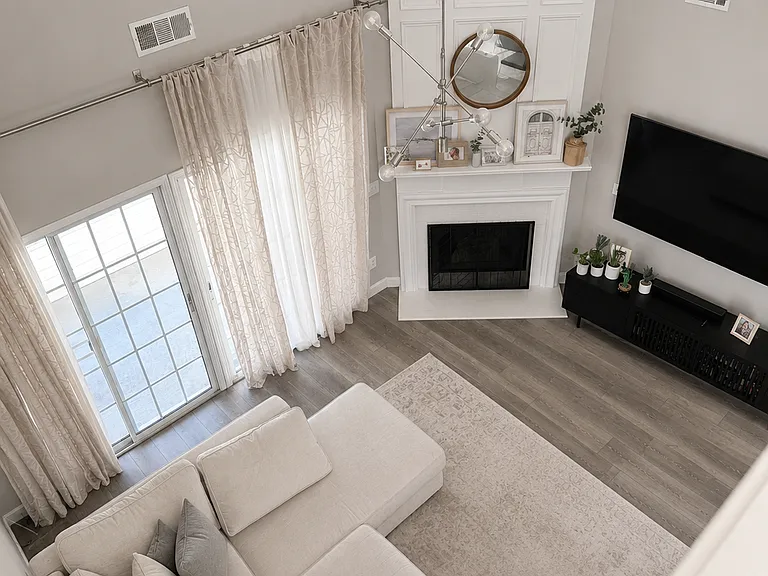 View from loft to living area