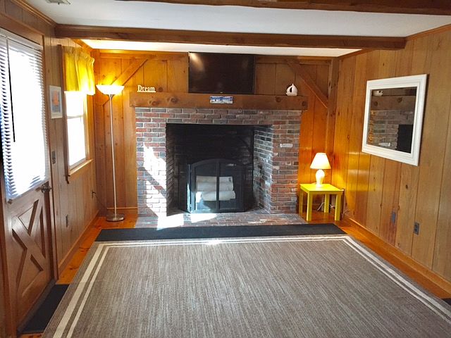Brick fireplace