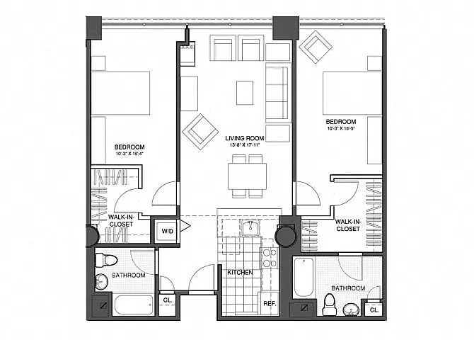 Floor plan 2 Bed/2 Bath