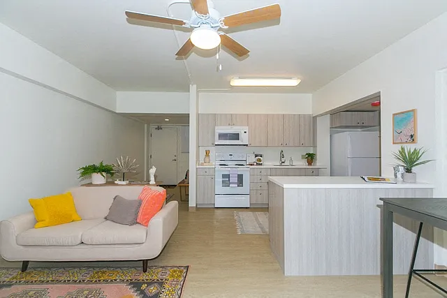 Kanekapolei Collection Living and Kitchen Area with decor