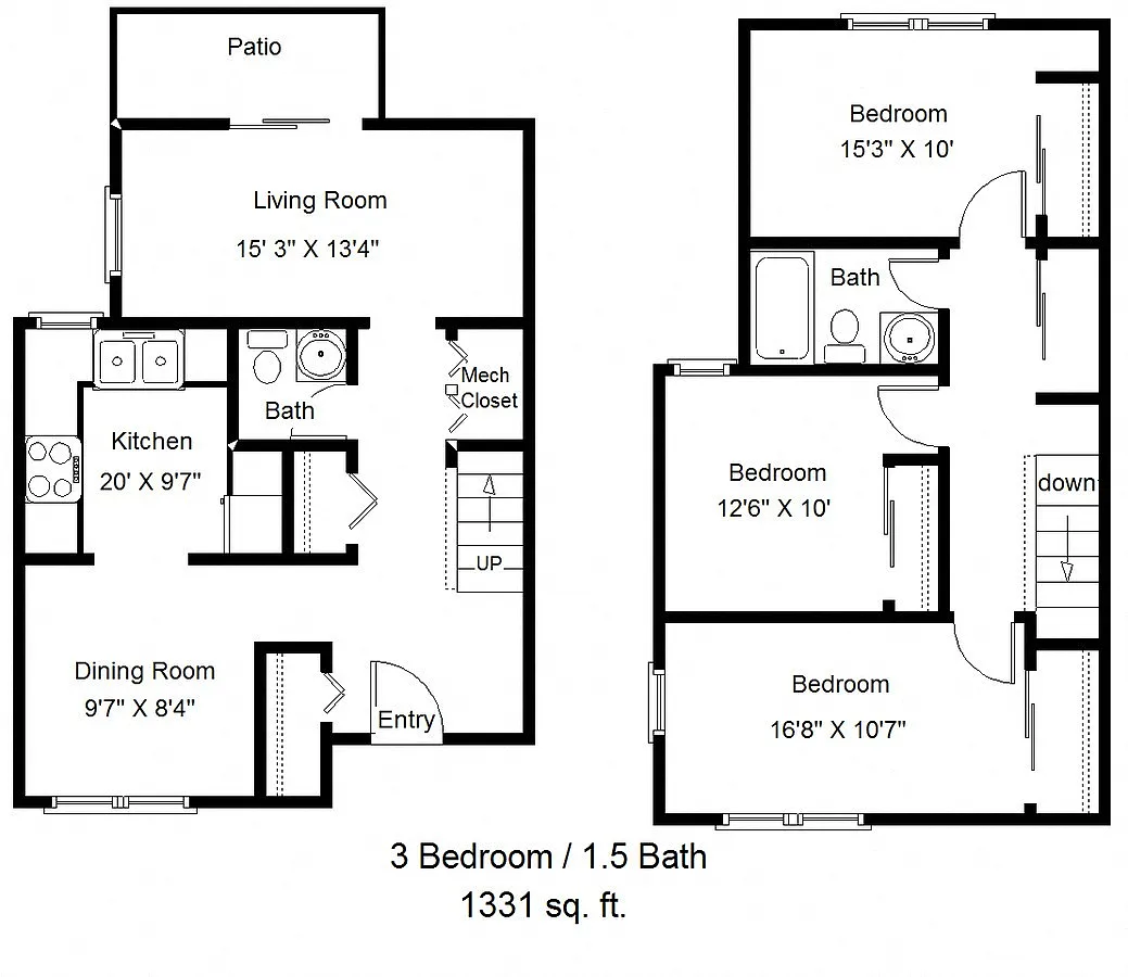 Floor plan 3 Bedroom A