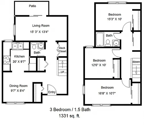 Floor plan 3 Bedroom A