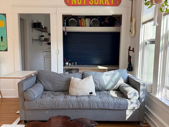 Joybird pullout sofa with a memory foam mattress