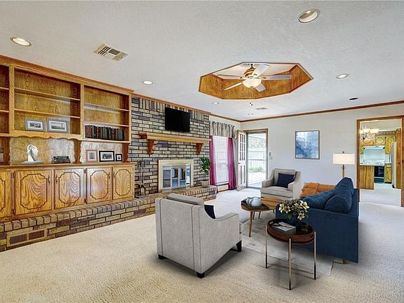 Open living area with built-ins.