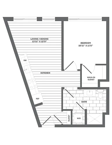 Floor plan 1 Bed/1 Bath-B2