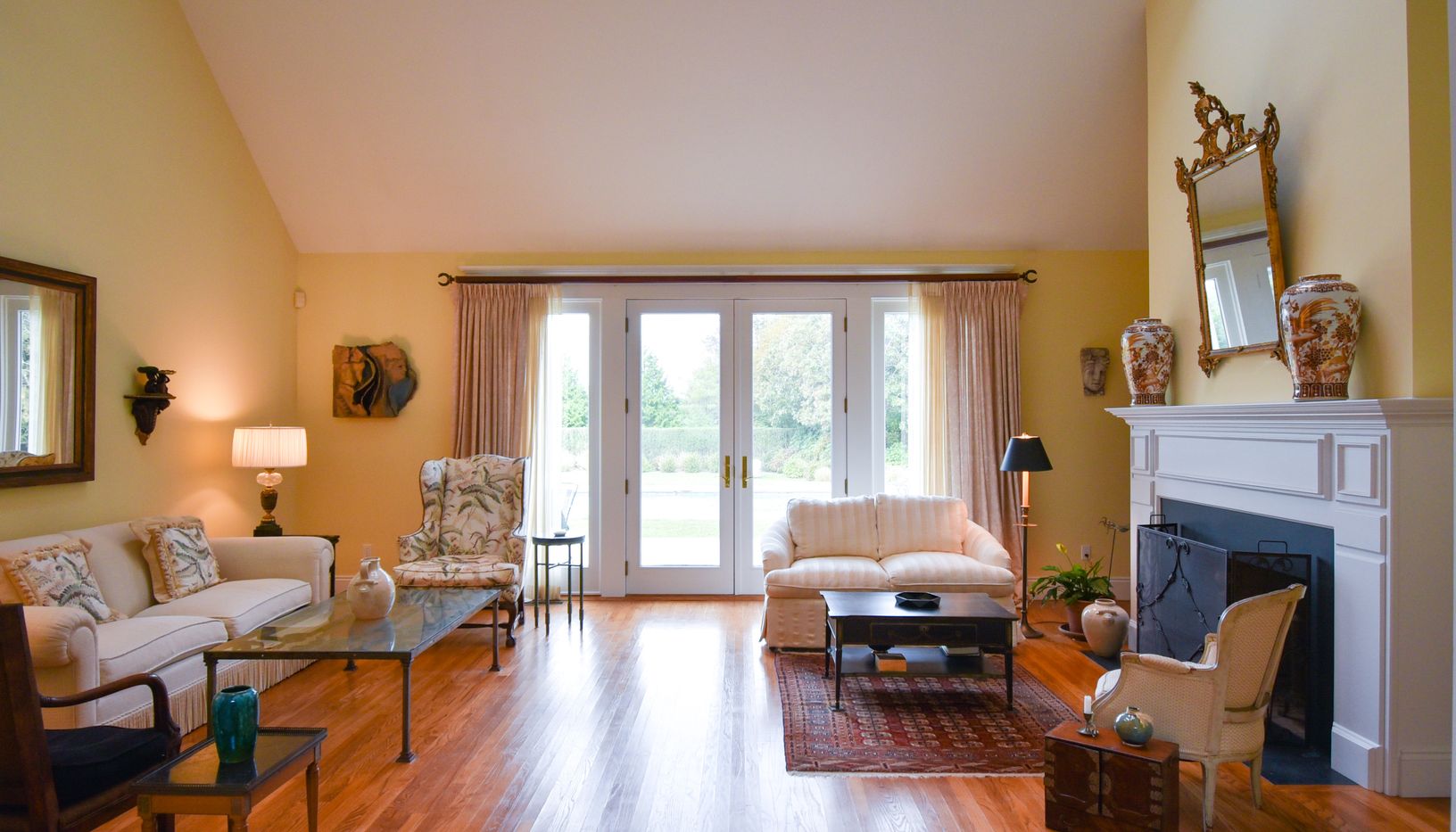  Cathedral Ceiling Living Area with Fireplace
