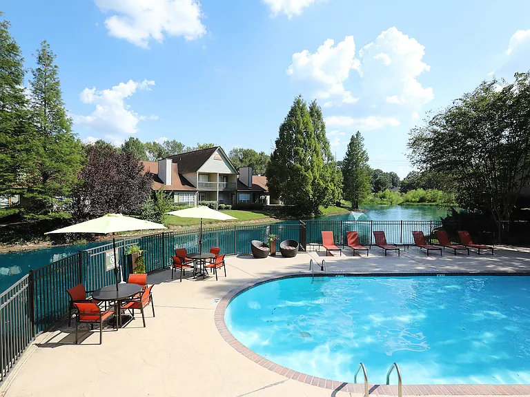 Lake by the Pool at Woods of Post House Apartments in Jackson, TN
