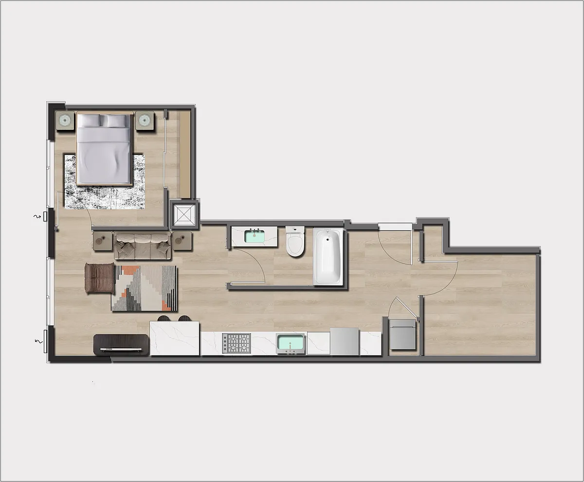 Floor plan 1 Bedroom, 1 Bath A13