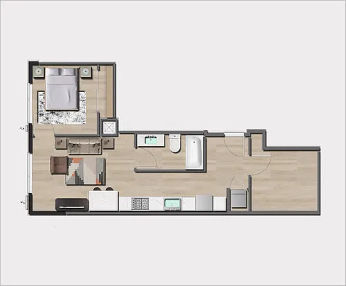 Floor plan 1 Bedroom, 1 Bath A13