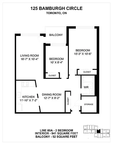 Floor plan 2 Bedroom 2 Bed 1 Bath 4