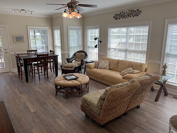 Large living dining area in open plan with lots of natural light.
