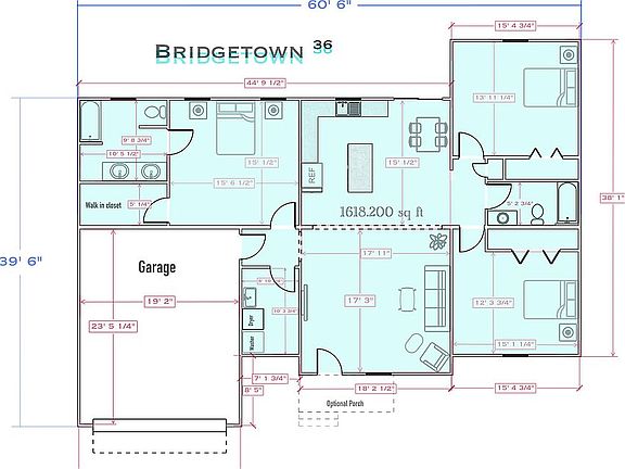 3 bed 2 bath 36''int. doors 