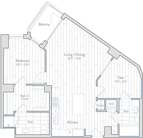 Floor plan 1 Bed/2 Bath Den-D2-a1
