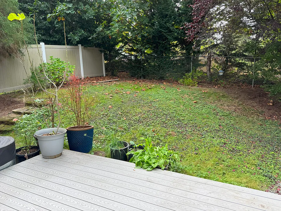 Private fenced yard