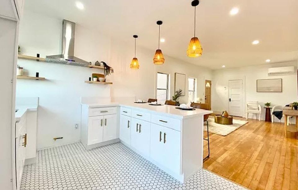 Kitchen view without stove. (New stove is included.)