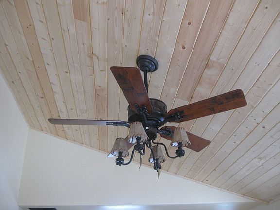 vaulted knotty pine ceiling