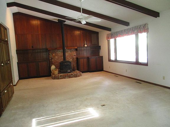 living / dining area w/ wood stove