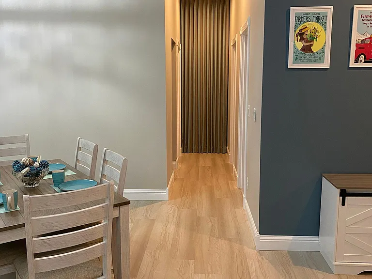 Hall to office, bedroom, bathroom and mud room.
