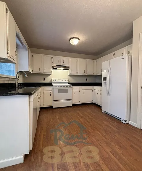 kitchen with side-by-side fridge (ice/water in door), oven/range and dishwasher