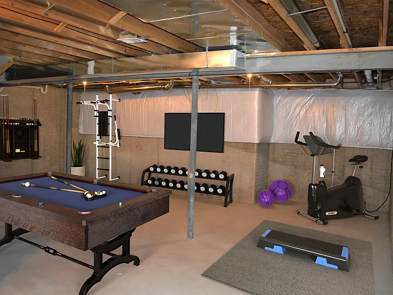 Cavernous Unfinished Basement for Storage and Recreational Use