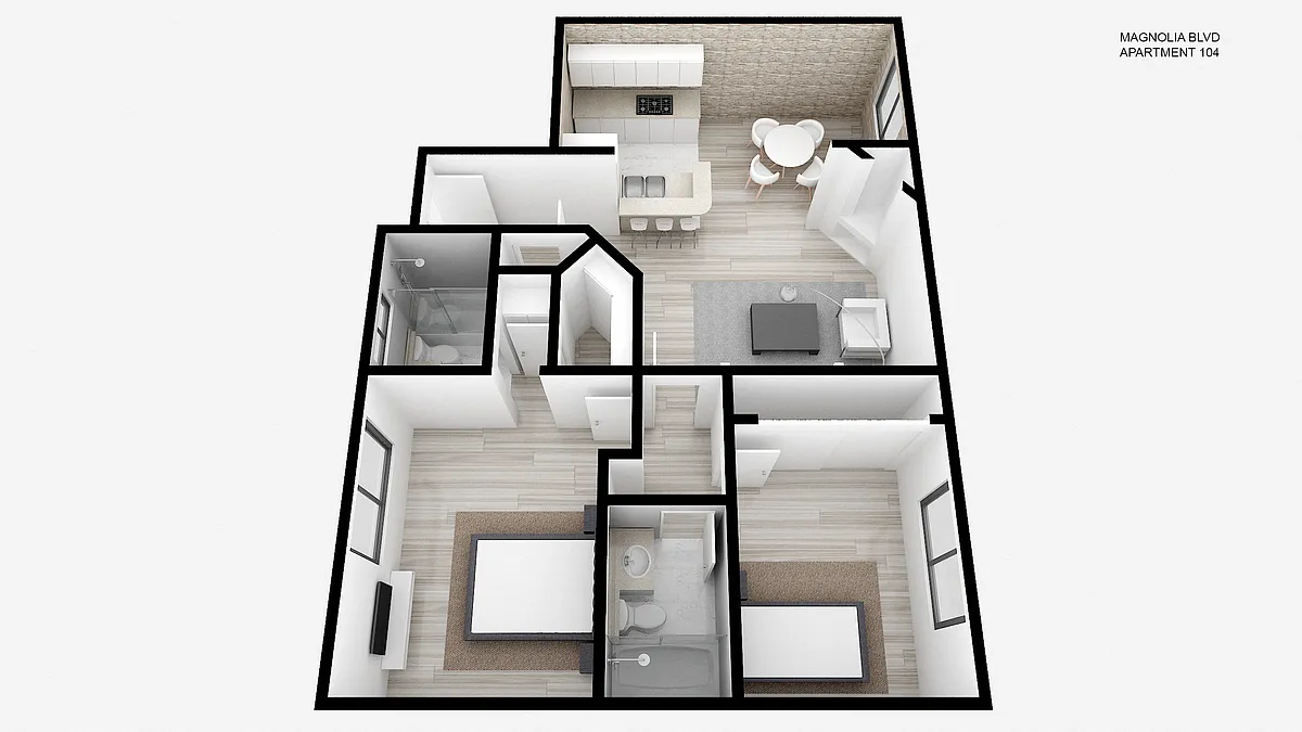 Floor plan Two Bed ~ Two Bath