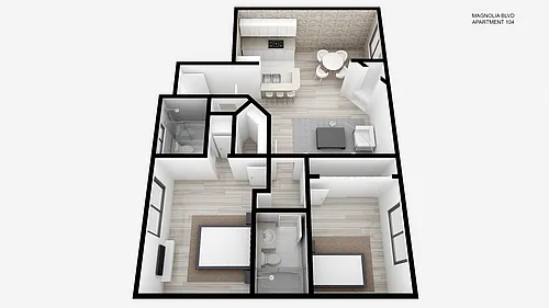 Floor plan Two Bed ~ Two Bath