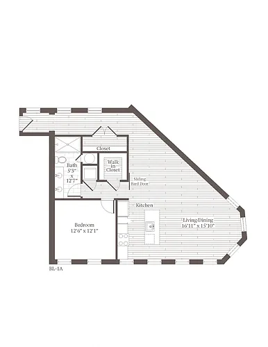 Floor plan 1 Bed 1 Bath-Retail