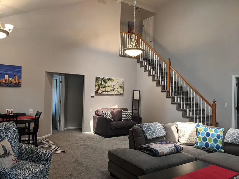 Spacious open living room, dining room and ktchen on main level