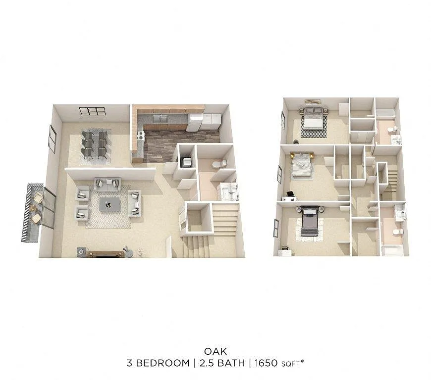 Floor plan Three Bedroom Townhome