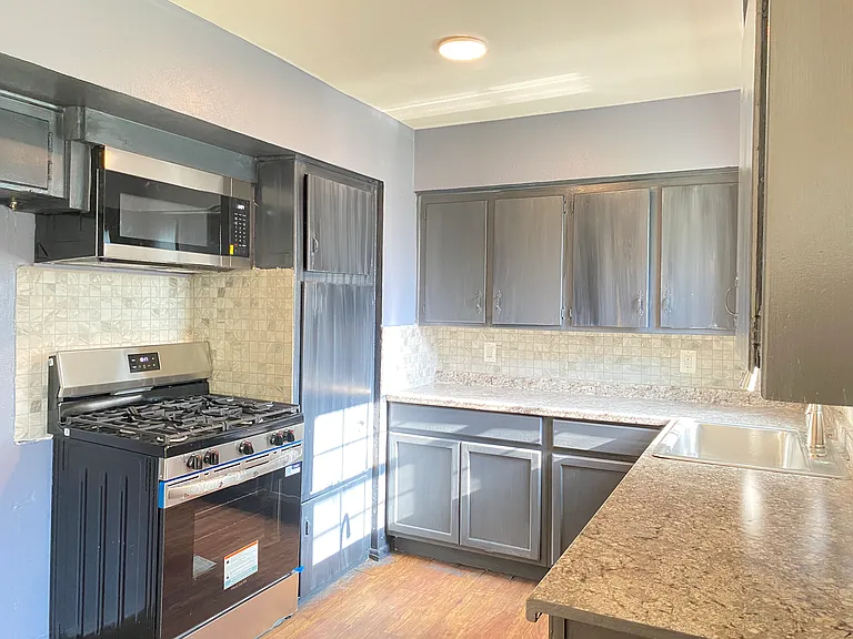 kitchen, new gas stove, microwave