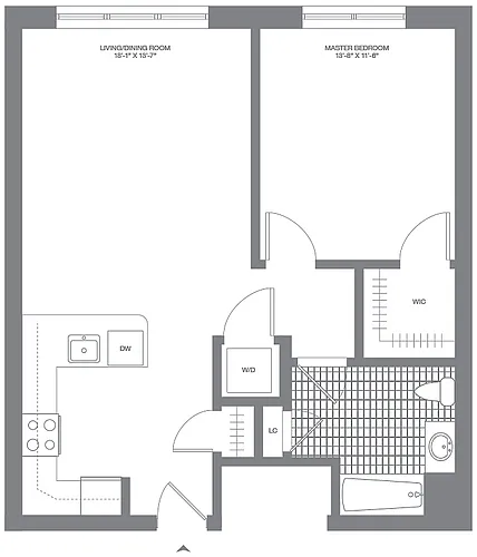 Floor plan 1 Bed/1 Bath