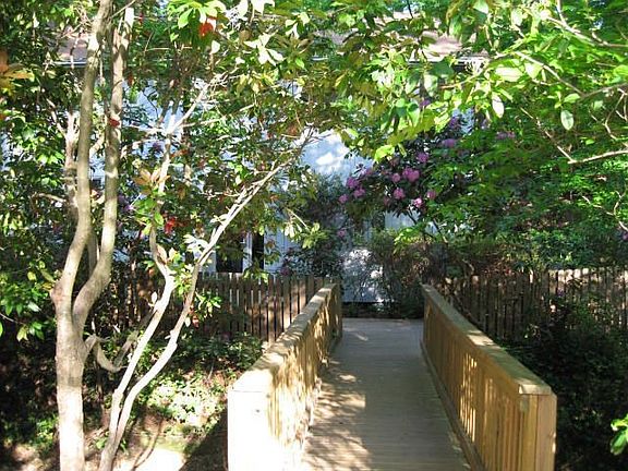 Pedestrian bridge to the front door. 