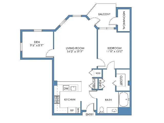 Floor plan A5 Back Bay with Den
