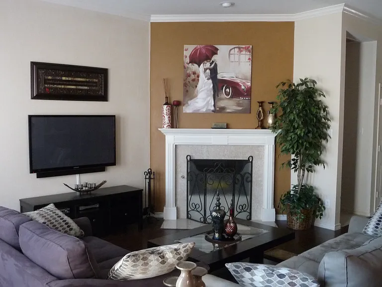 Family room with fire place