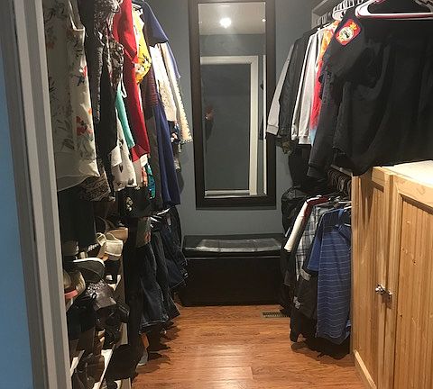 Master bed walk in closet
