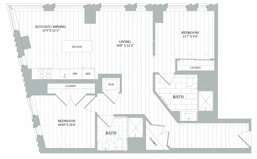 Floor plan B1 | 2 Bed | 2 Bath