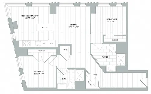 Floor plan B1 | 2 Bed | 2 Bath