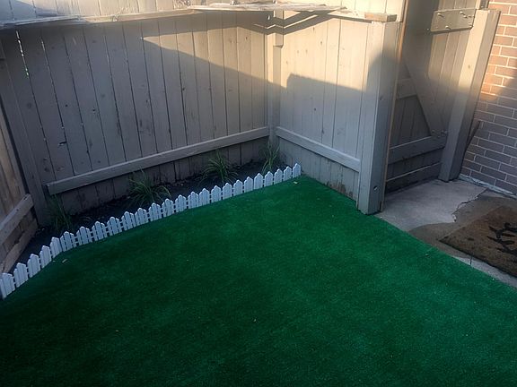 outdoor private patio with gate that can be locked.