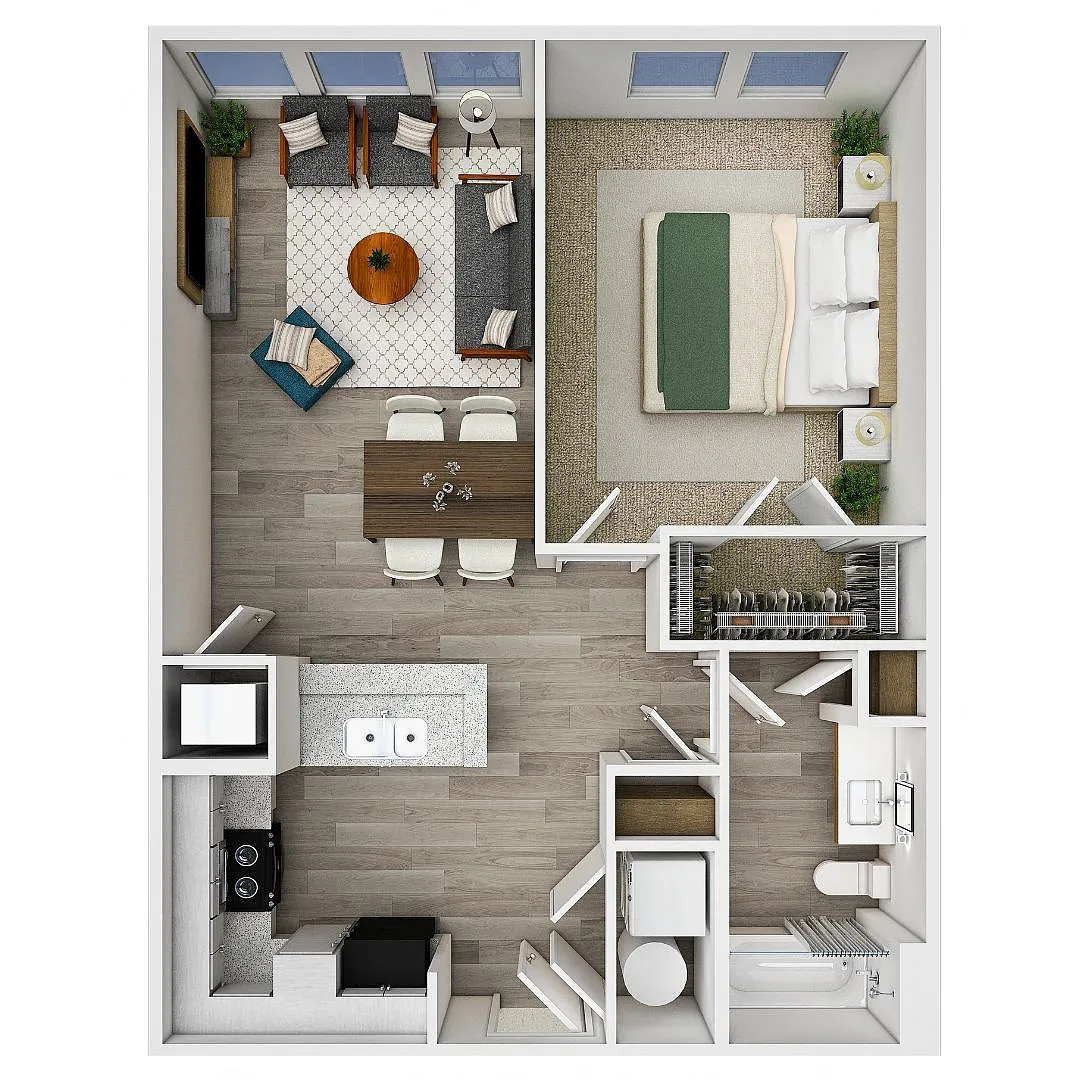 Floor plan 1 Bedroom | Income Restricted