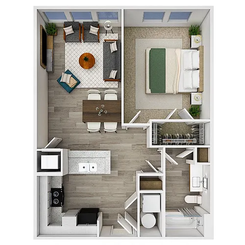 Floor plan 1 Bedroom | Income Restricted