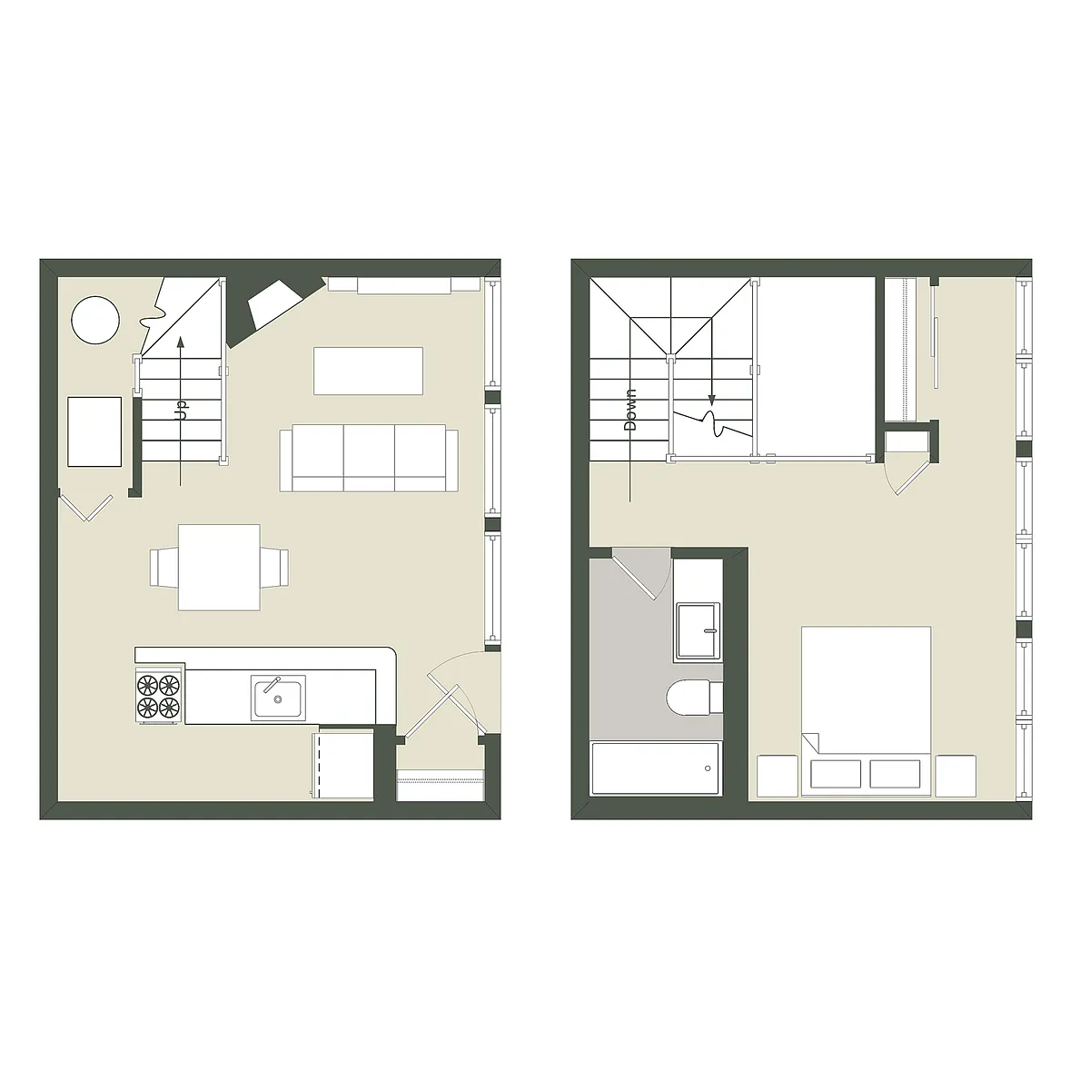 Floor plan 1 Bedroom - 1 Bathroom