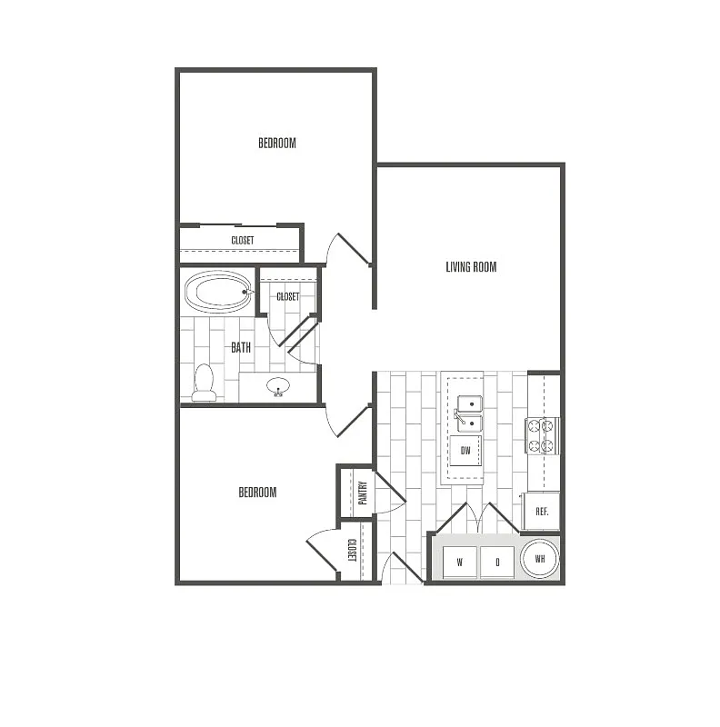 Floor plan Two-Bedroom One-Bath